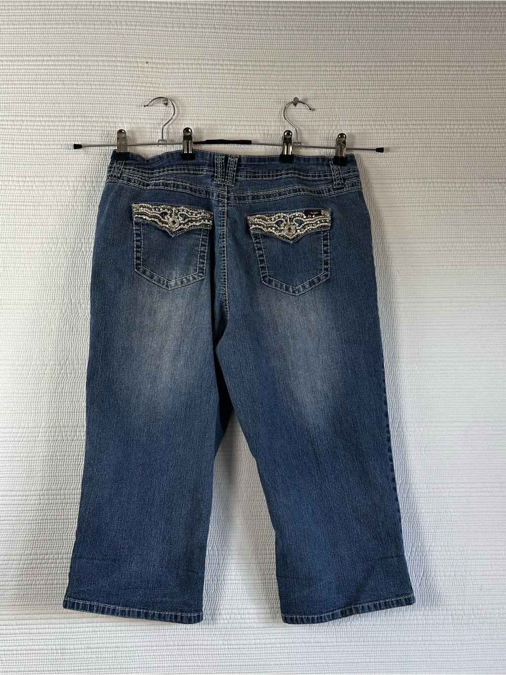Angels Embellished Denim Capri Jeans Women’s Size 14P Y2K Bling Western Cowgirl - Picture 9 of 11